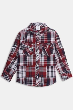 YK Boys Classic Tartan Checks Opaque Checked Casual Shirt