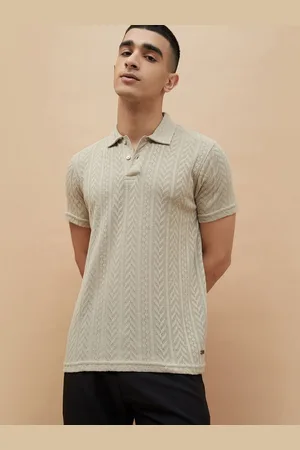 Lifestyle Men Self Design Polo Collar Cotton Slim Fit T-shirt
