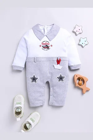 Moms Love Infant Boys Striped Pure Cotton Party Romper