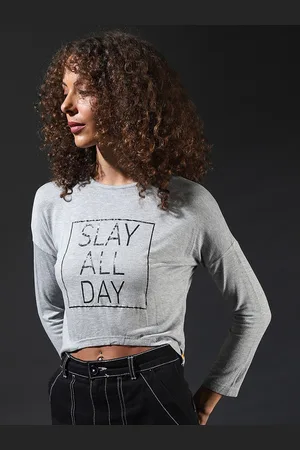 Campus Grey Print Crop Top