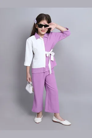 taffykids Girls Colourblocked Shirt with Trousers