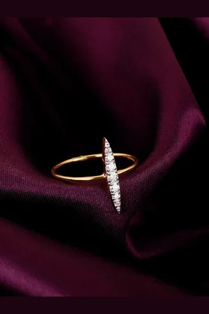 GIVA Simple Joy 18KT Gold Diamond Studded Finger Ring-1.43 gm