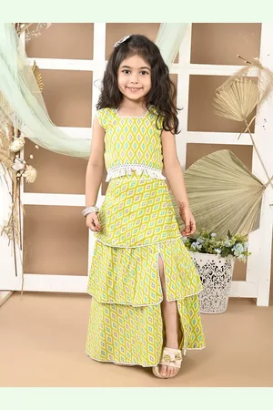 LIL PITAARA Girls Geometric Printed Cotton Ready to Wear Lehenga Choli