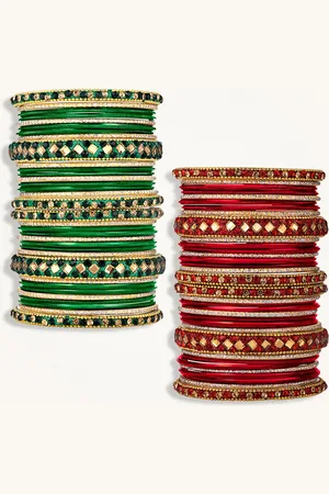 Peora Set Of 68 God-Plated Stone-Studded Bangles