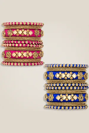 Peora Set of 2 Gold-Plated Kundan-Studded Silk Thread Bangles