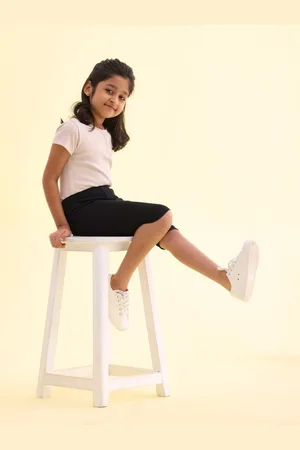 GO COLORS Girls Black Slim Fit Shorts