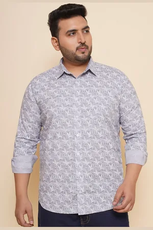 John Pride Men Spread Collar Printed Plus Size Pure Cotton Casual Shirt