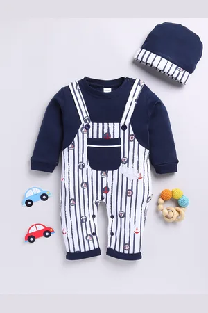 Moms Love Infant Boys Pure Cotton Party Romper with Cap