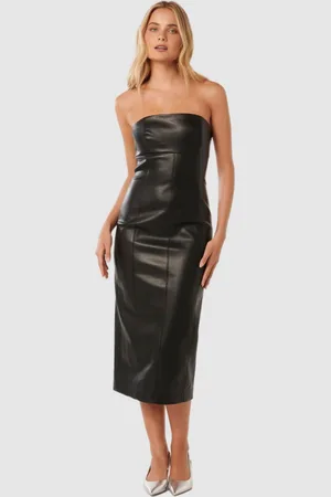 Forever New PU Coated Bodycon Midi Dress
