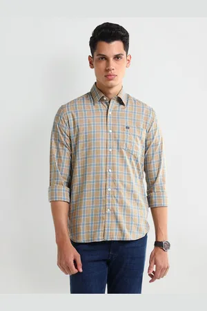 Arrow Men Modern Spread Collar Tartan Checked Cotton Slim Fit Casual Shirt