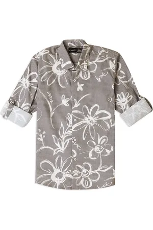 CAVIO Boys Comfort Spread Collar Floral Printed Cotton Casual Shirt