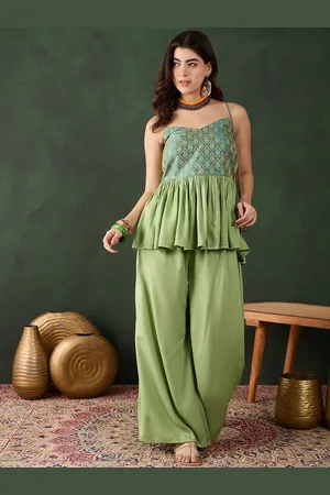 Sangria Woven Design Top With Palazzo Co-Ords