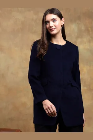 KOTTY Women Solid Mandarin Collar Overcoat
