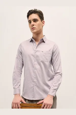 The Bear House Men Spread Collar Geometric Printed Cotton Tailored Fit Formal Shirt