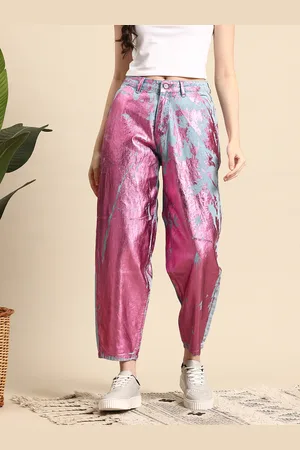 Mast & Harbour Women Pure Cotton Relaxed Fit Foil Print Jeans