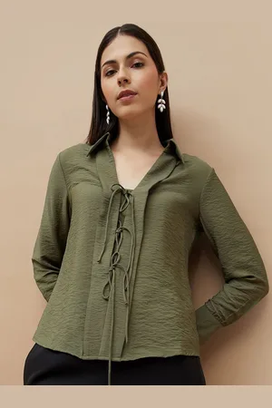 Lifestyle Women Shirt Collar Crop Top