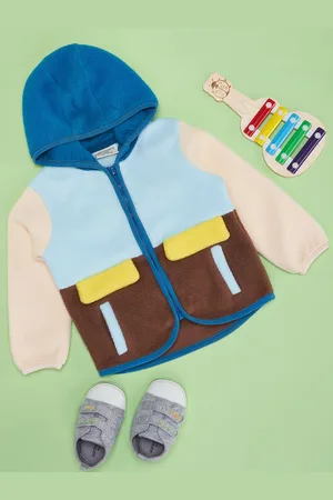 Pantaloons Boys Colourblocked Hood Front-Open Sweatshirt
