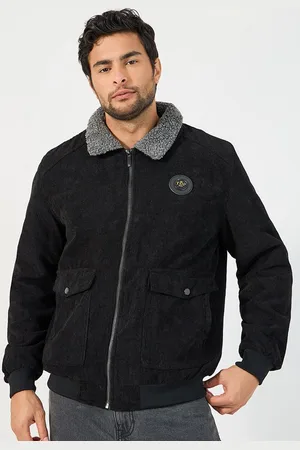 Styli Spread Collar Corduroy Bomber Jacket