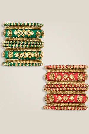 Peora Set Of 36 Gold-Plated Kundan Stone Bangles