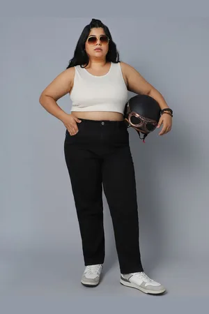 High Star Women Plus Size Straight Fit High-Rise Jeans