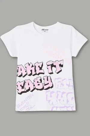 Lifestyle Girls Graphic Printed Round Neck Cotton T-shirt