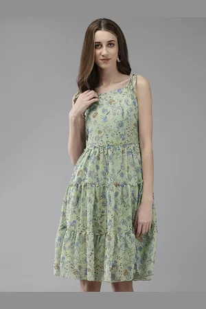 Roadster The Lifestyle Co Floral Printed Shoulder Straps Fit & Flared Dress