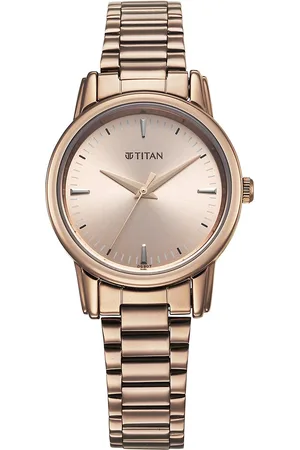 Titan Women Brass Embellished Dial & Stainless Steel Bracelet Style Straps Analogue Watch 2760QM02