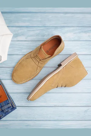 LOUIS STITCH Men Mid-Top Solid Suede Desert Boots