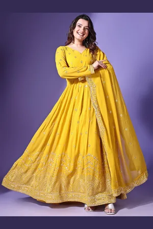 Ethnic Yard Women Embroidered Thread Work Georgette Anarkali Kurta