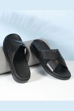 Teakwood Leathers Men Slip On Criss - Cross Comfort Slippers Sandals