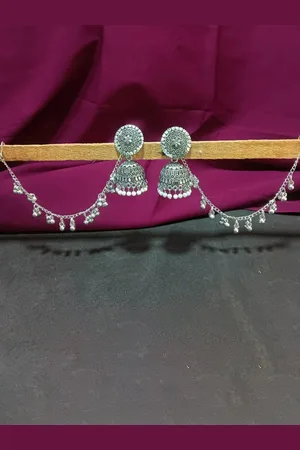 Efulgenz Rhodium-Plated Dome Shaped Jhumkas