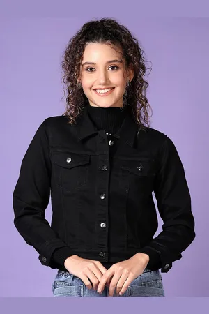 V-Mart Women Spread Collar Solid Cotton Casual Denim Jacket