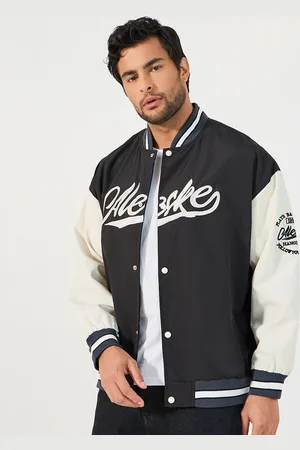 Styli Typography Printed Mandarin Collar Bomber Jacket