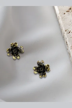 Comet Busters Gold-Plated Floral Stud Earrings