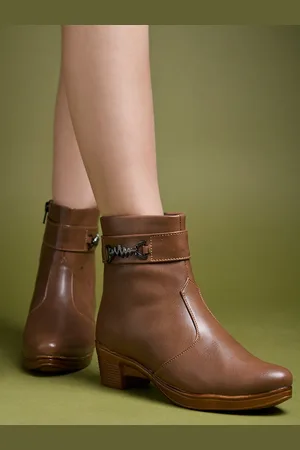 Shoetopia Girls Zipper Block Heeled Boots