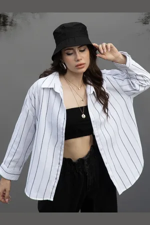 Campus Women Comfort Spread Collar Multi Striped Oversized Casual Shirt