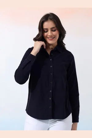 Bani Women Comfort Spread Collar Solid Cotton Relaxed Fit Casual Shirt