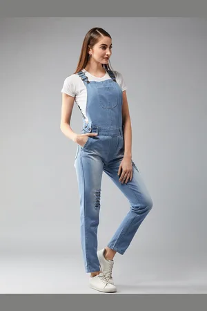 DOLCE CRUDO Women Cotton Dungarees With T-Shirt