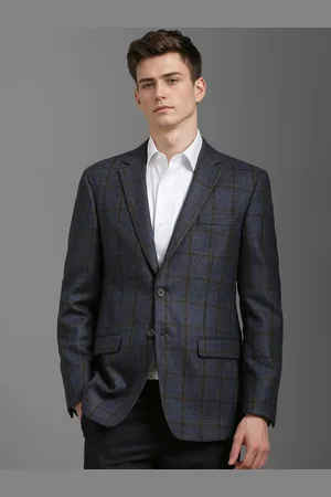 Louis Philippe Checked Notched Lapel Single Breasted Formal Blazer