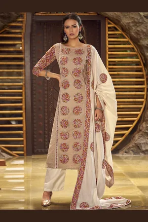 Stylee Lifestyle Floral Printed Gotta Patti Pure Cotton Unstitched Dress Material
