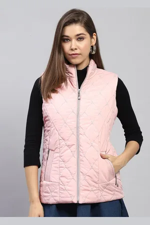 Monte Carlo Women Mock Collar Solid Casual Quilted Jacket