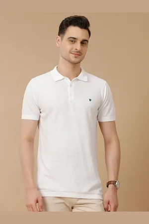 Linen Club Men Polo Collar Slim Fit Solid T-shirt