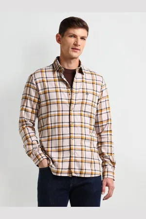 Arrow Men Modern Spread Collar Tartan Checked Cotton Slim Fit Casual Shirt