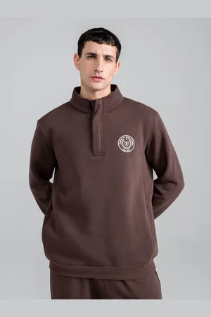 EDRIO Men High Neck Cotton Half Zipper Sweatshirt