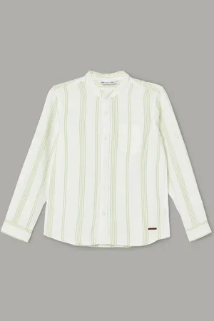 Lifestyle Boys Mandarin Collar Vertical Striped Cotton Casual Shirt