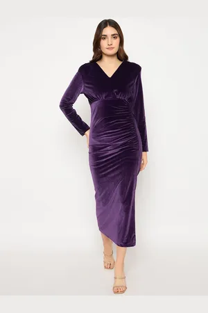 MADAME Women V-Neck Sheath Midi Dress