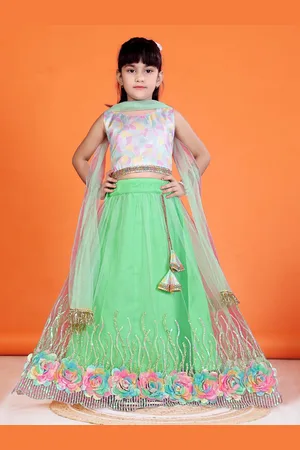 BAESD Girls Printed Ready to Wear Lehenga & Blouse With Dupatta