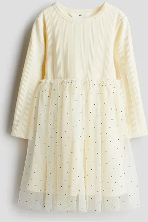 H&M Girls Polka Dots Printed Cotton Fit and Flare Dress
