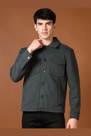 V-Mart Men Spread Collar Solid Cotton Casual Tailored Jacket