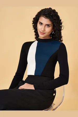 Pantaloons Women Colourblocked Round Neck Top
